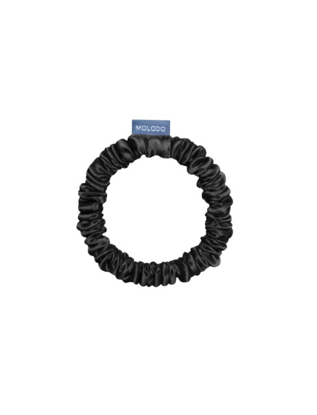 MOLODO Silk Scrunchie Mini Black Тонкая шелковая резинка для волос, черная