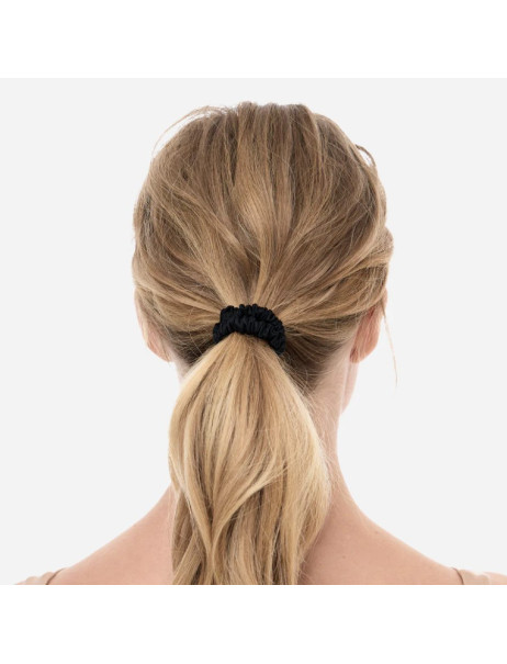MOLODO Silk Scrunchie Mini Black Тонкая шелковая резинка для волос, черная