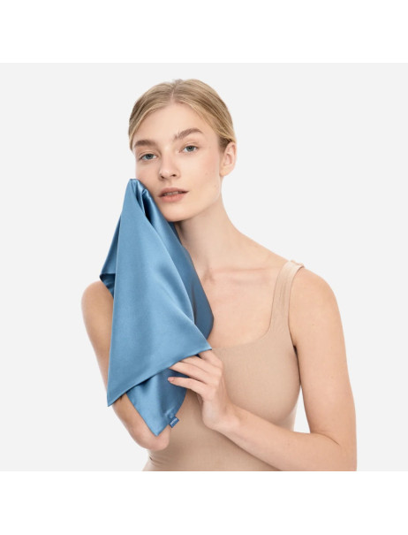 MOLODO Silk Face Towel with Microfiber Blue Шовковий рушник з мікрофіброю для обличчя, блакитний
