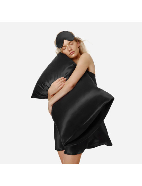 MOLODO Silk Mulberry Pillowcase Black Наволочка из 100% шелка, черная