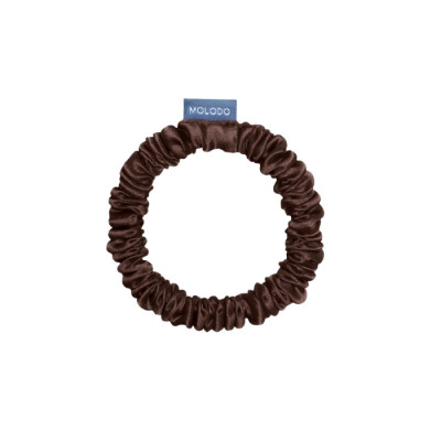 MOLODO Silk Scrunchie Mini Brown Тонкая шелковая резинка для волос, коричневая