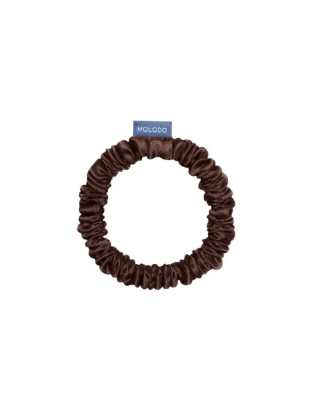 MOLODO Silk Scrunchie Mini Brown Тонкая шелковая резинка для волос, коричневая
