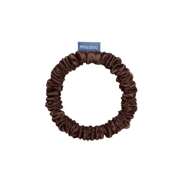 MOLODO Silk Scrunchie Mini Brown Тонка шовкова резинка для волосся, коричнева