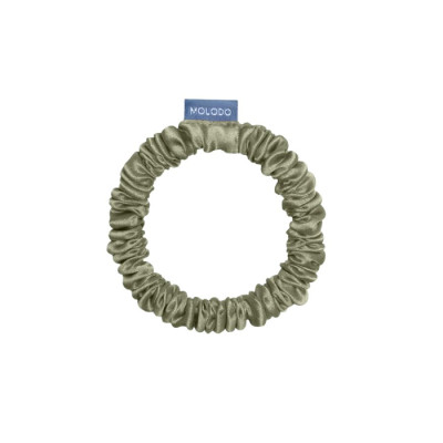 MOLODO Silk Scrunchie Mini Forest Moss Тонкая шелковая резинка для волос, оливковая