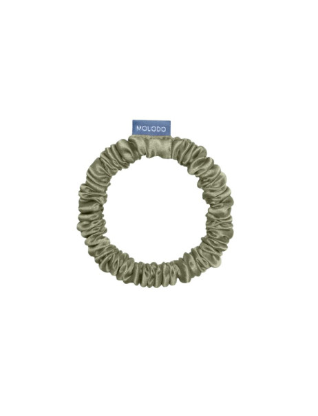 MOLODO Silk Scrunchie Mini Forest Moss Тонкая шелковая резинка для волос, оливковая