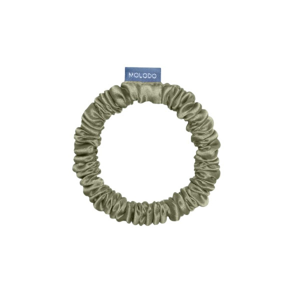 MOLODO Silk Scrunchie Mini Forest Moss Тонка шовкова резинка для волосся, оливкова