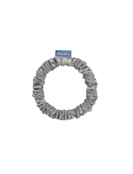 MOLODO Silk Scrunchie Mini Stone Grey Тонкая шелковая резинка для волос, серая