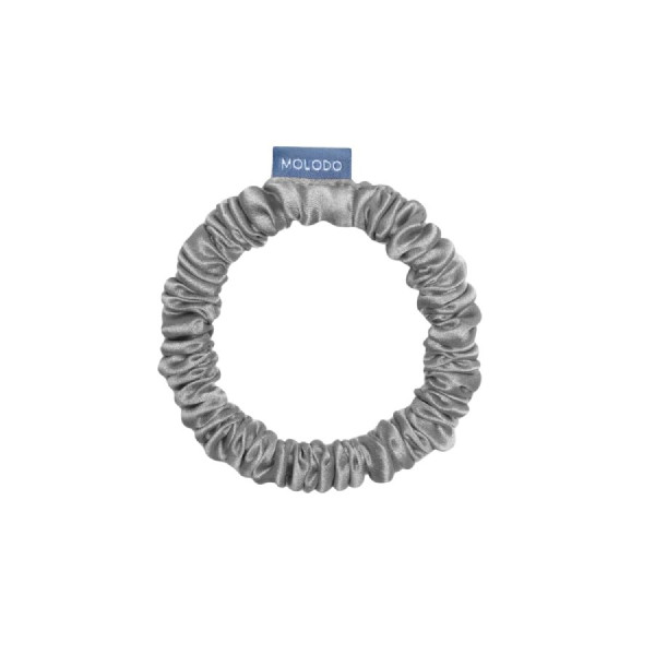 MOLODO Silk Scrunchie Mini Stone Grey Тонка шовкова резинка для волосся, сіра
