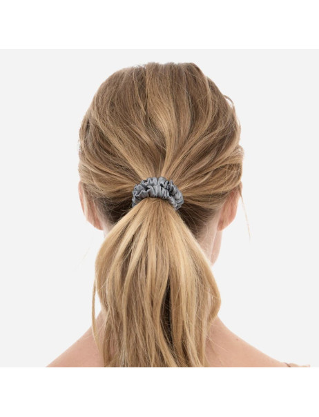 MOLODO Silk Scrunchie Mini Stone Grey Тонкая шелковая резинка для волос, серая