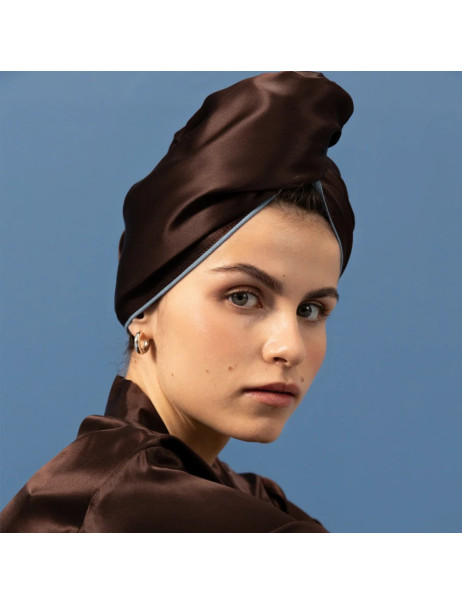 MOLODO Silk Turban With Microfiber Brown Шовковий тюрбан з мікрофіброю, коричневий