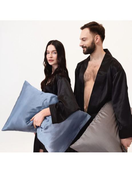 MOLODO Silk Mulberry Pillowcase Blue Наволочка из 100% шелка, голубая