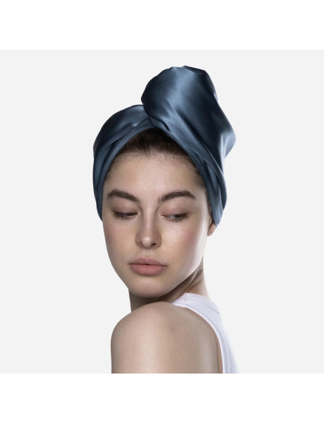 MOLODO Silk Turban With Microfiber Blue Шовковий тюрбан з мікрофіброю, блакитний