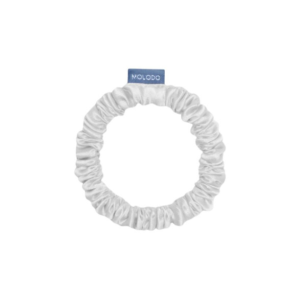 MOLODO Silk Scrunchie Mini Off White Тонка шовкова резинка для волосся, молочна
