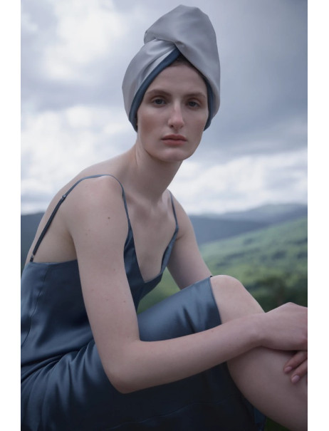 MOLODO Silk Turban With Microfiber Milk Шелковый тюрбан с микрофиброй, молочный