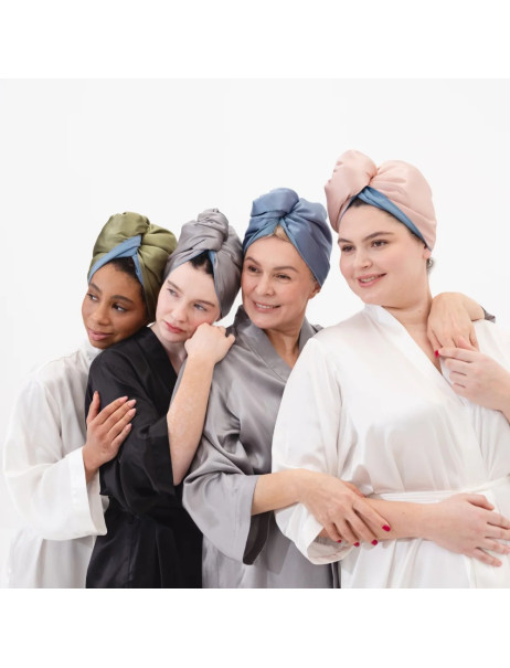 MOLODO Silk Turban With Microfiber Grey Шелковый тюрбан с микрофиброй, серый