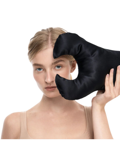 MOLODO Silk Anti-Aging Pillow Key Black Антивозрастная подушка против морщин вокруг глаз, черная