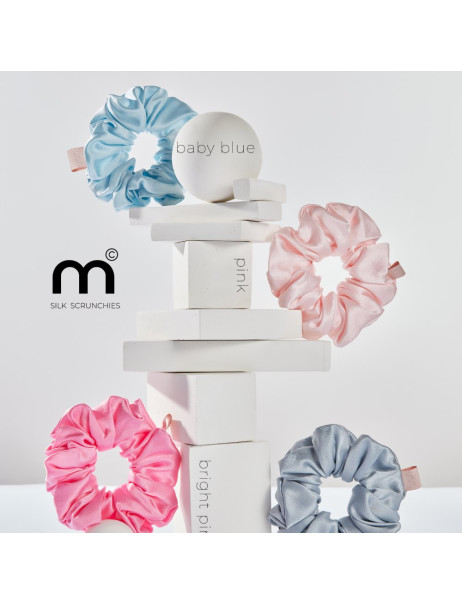 Mon Mou Silk Large Scrunchie Baby Blue Об'ємна резинка для волосся з натурального шовку (Ніжно-блакитний)