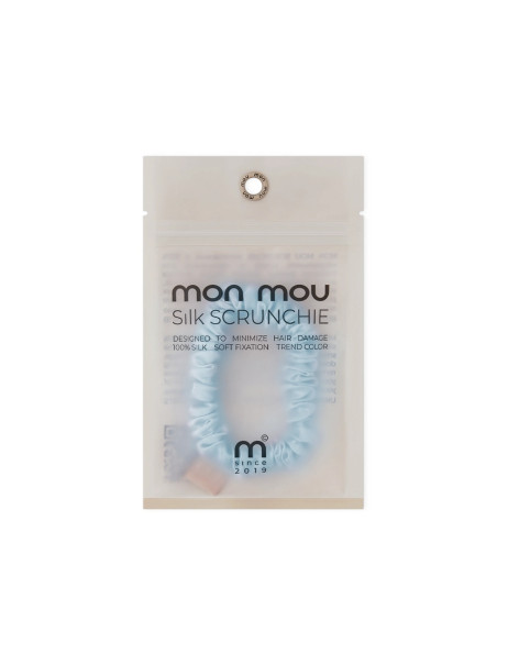 Mon Mou Silk Slim Scrunchie Baby Blue Тонка резинка з натурального шовку (Ніжно-блакитний)