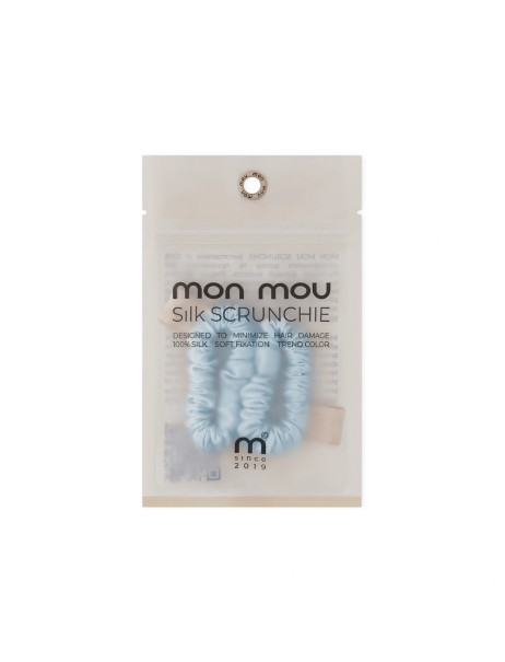 Mon Mou Mini Slim Silk Scrunchie Baby Blue Набір із 2 тонких резинок з натурального шовку (Ніжно-блакитний)