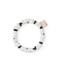 Mon Mou Silk Slim Scrunchie Black Point Тонкая резинка из натурального шелка (Белая с черным горохом) - Написать отзыв
