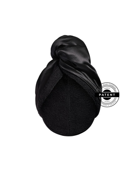 Mon Mou Hair Soft Silk Turban Black Двосторонній рушник-тюрбан для делікатного сушіння волосся (Чорний)
