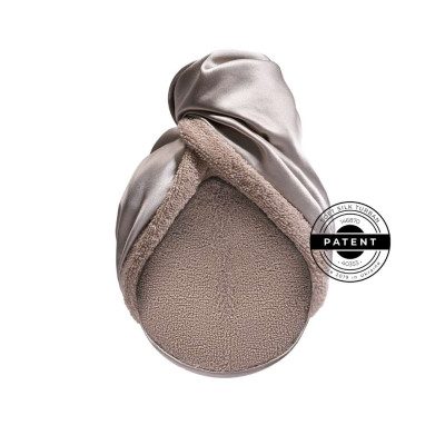 Mon Mou Hair Soft Silk Turban Taupe Двухстороннее полотенце-тюрбан для деликатной сушки волос (серо-бежевый)
