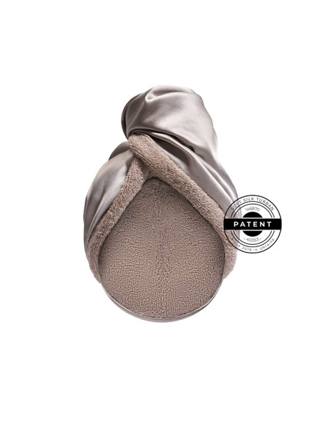 Mon Mou Hair Soft Silk Turban Taupe Двосторонній рушник-тюрбан для делікатного сушіння волосся (сіро-бежевий)