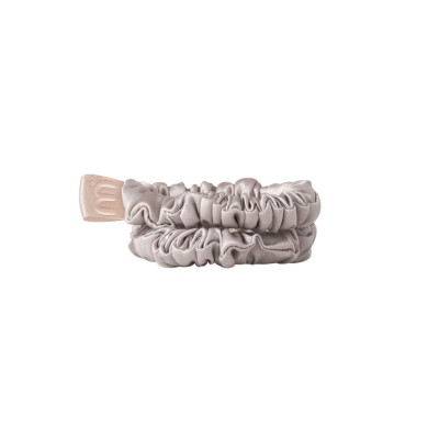 Mon Mou Mini Slim Silk Scrunchie Taupe Набор из 2 тонких резинок из натурального шелка (Серо-бежевый)