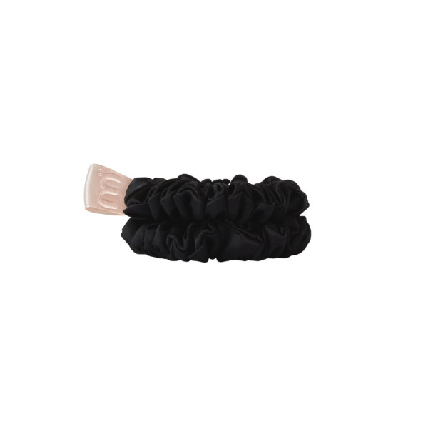 Mon Mou Mini Slim Silk Scrunchie Black Набір із 2 тонких резинок з натурального шовку (Чорний)