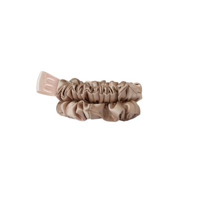 Mon Mou Mini Slim Silk Scrunchie Beige Набор из 2 тонких резинок из натурального шелка (Бежевый)