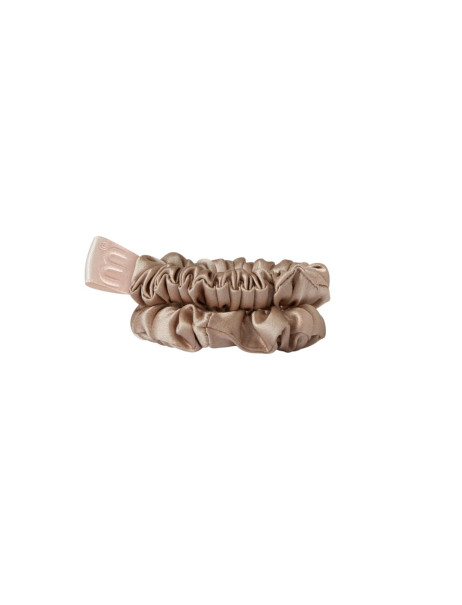 Mon Mou Mini Slim Silk Scrunchie Beige Набор из 2 тонких резинок из натурального шелка (Бежевый)