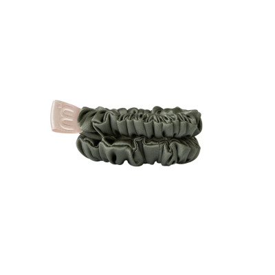 Mon Mou Mini Slim Silk Scrunchie Olive Набір із 2 тонких резинок з натурального шовку (Оливковий)