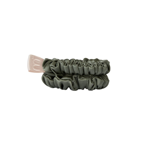 Mon Mou Mini Slim Silk Scrunchie Olive Набір із 2 тонких резинок з натурального шовку (Оливковий)