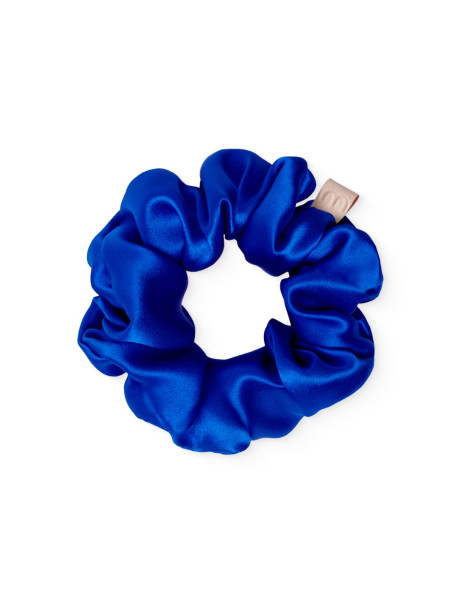 Mon Mou Silk Large Scrunchie Dark Blue Об'ємна резинка для волосся з натурального шовку (Синій електрик)