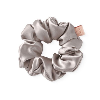 Mon Mou Silk Large Scrunchie Taupe Объемная резинка для волос из натурального шелка (Серо-бежевый)