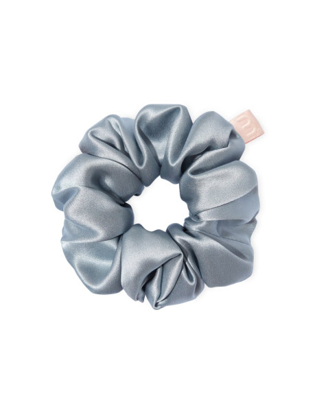 Mon Mou Silk Large Scrunchie Blue Gray Об'ємна резинка для волосся з натурального шовку (Сіро-блакитний)