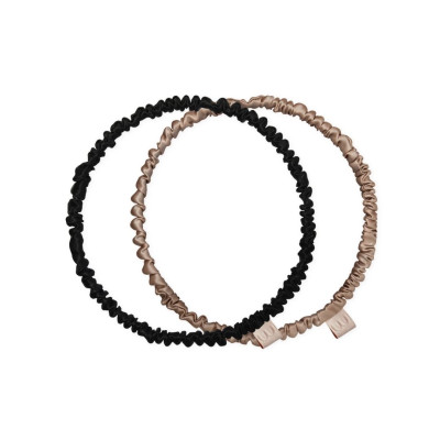 Mon Mou Thin Silk Hair Hoop Kit Набор обручей-резинок для волос (черный-бежевый)