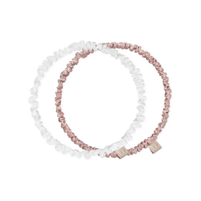 Mon Mou Thin Silk Hair Hoop Kit Набор обручей-резинок для волос (белый-нюдовый)