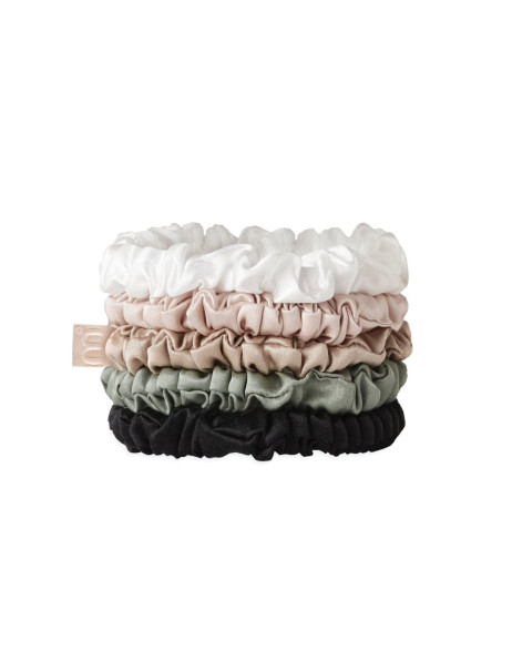 Mon Mou Silk Slim Scrunchies Set Набір із 5 тонких резинок з натурального шовку