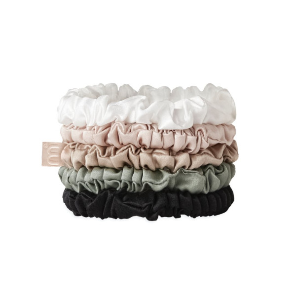 Mon Mou Silk Slim Scrunchies Set Набір із 5 тонких резинок з натурального шовку