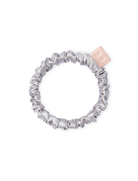 Mon Mou Silk Slim Scrunchie Pearl Gray Тонка резинка з натурального шовку (Перлинно-сірий)