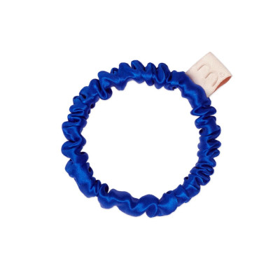 Mon Mou Silk Slim Scrunchie Dark Blue Тонкая резинка из натурального шелка (Синий электрик)