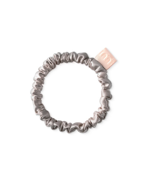 Mon Mou Silk Slim Scrunchie Taupe Тонка резинка з натурального шовку (Сіро-бежевий)