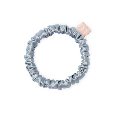 Mon Mou Silk Slim Scrunchie Blue Gray Тонкая резинка из натурального шелка (Серо-голубой)