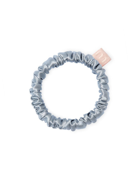 Mon Mou Silk Slim Scrunchie Blue Gray Тонкая резинка из натурального шелка (Серо-голубой)