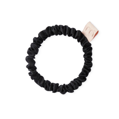Mon Mou Silk Slim Scrunchie Black Тонкая резинка из натурального шелка (Черный)