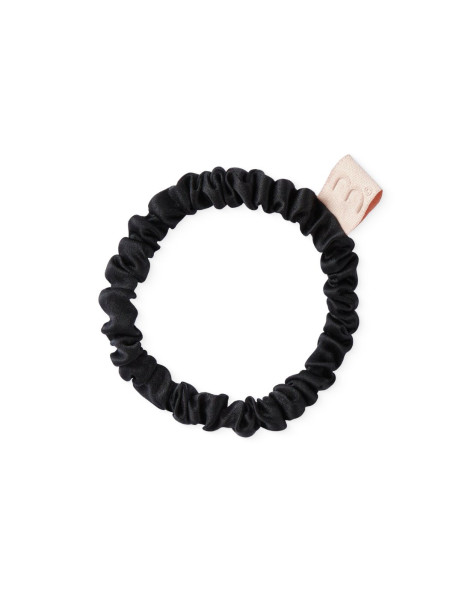 Mon Mou Silk Slim Scrunchie Black Тонка резинка з натурального шовку (Чорний)