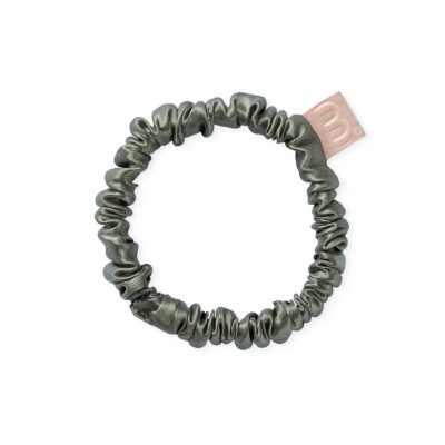 Mon Mou Silk Slim Scrunchie Olive Тонкая резинка из натурального шелка (Оливковый)