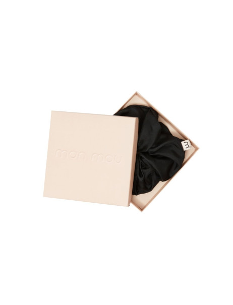 Mon Mou Volume Silk Scrunchie Black Супероб'ємна резинка з натурального шовку (Чорний)