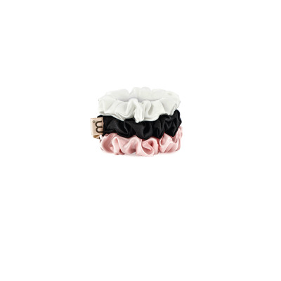 Mon Mou Silk Medium Scrunchies Набор резинок среднего размера (черная, белая, розовая)